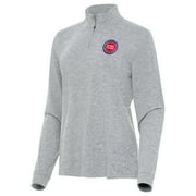 Women's Antigua Heather Gray Detroit Pistons Mentor Quarter-Zip Mock Long Sleeve Top